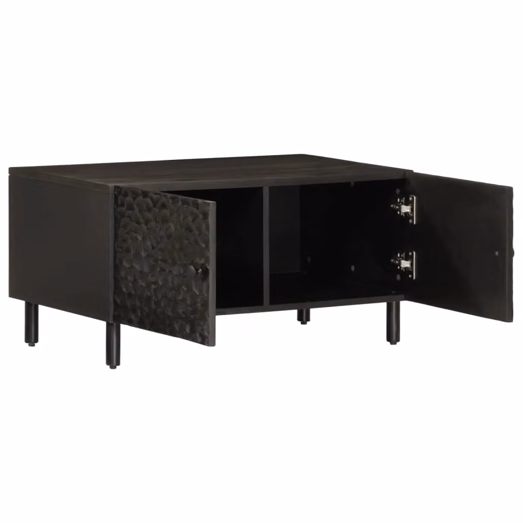 Berkfield Home Black Mango Wood Coffee Table W: 80 cm, D: 50 cm, H: 40 cm – 2