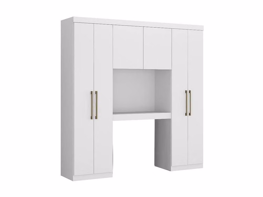 Vente-unique Overbed Storage Unit with 6 Doors and Wardrobes in White, W200 x H206 x D46.3 cm – 2