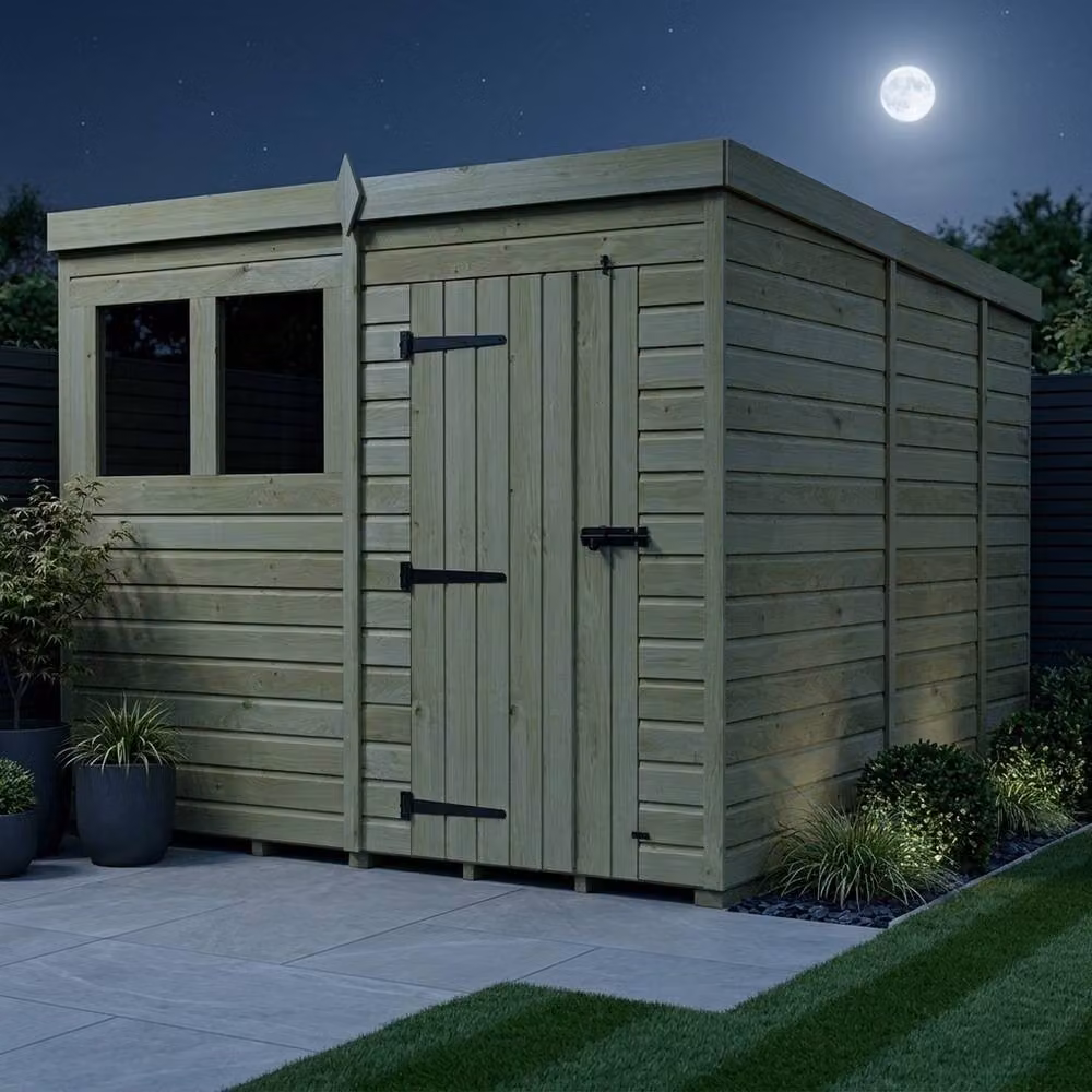 Buttercup Farm Brown Timber Pent Garden Shed with Single Door and Windows – 2
