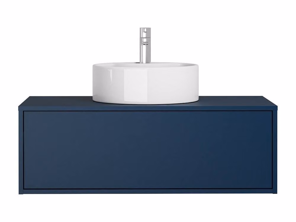 Vente-unique Midnight Blue Wall-Mounted Modern Bathroom Vanity Unit with Internal Drawers and Hinged Doors W/D/H: 57 x 47 x 32 cm – 2