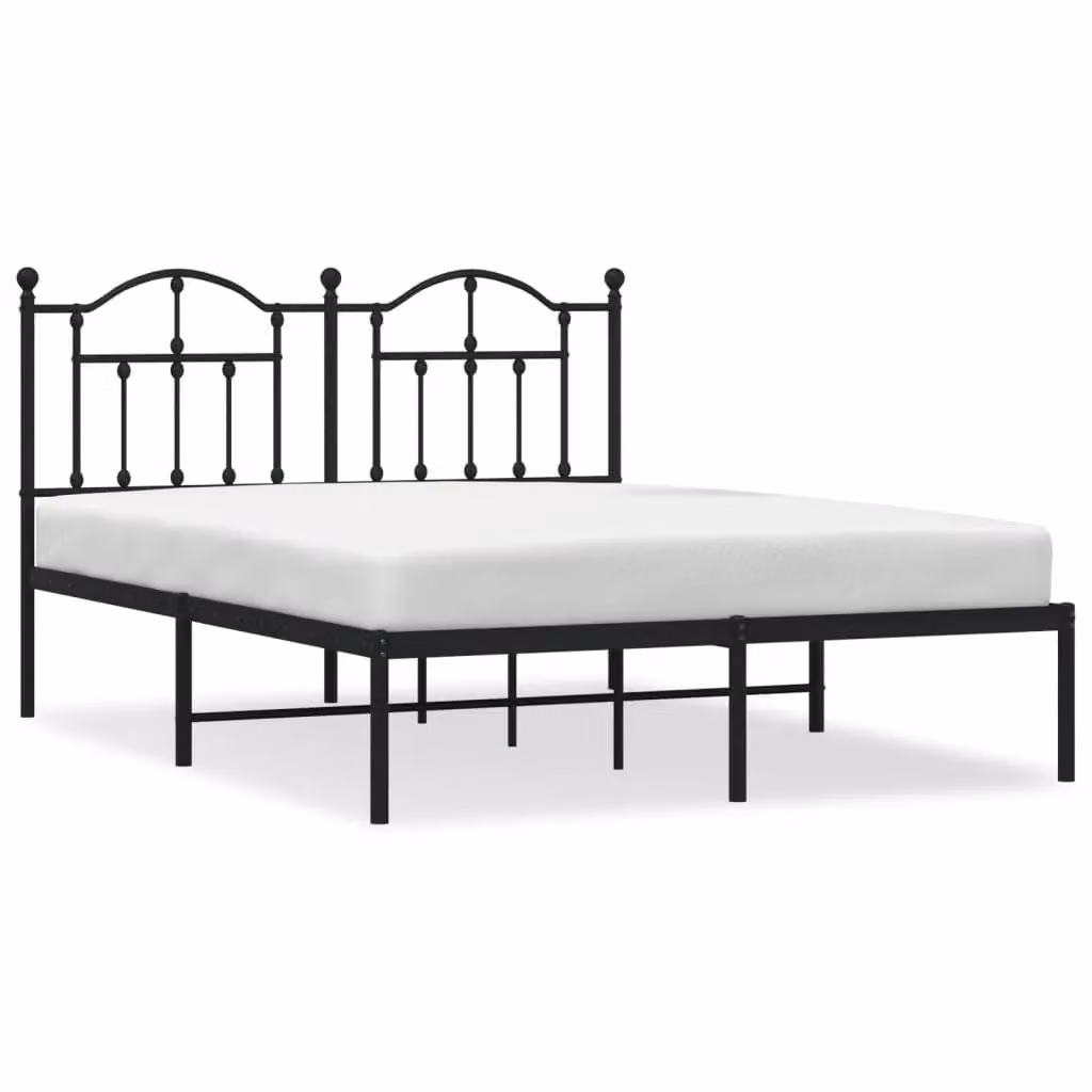 Berkfield Home Metal Bed Frame with Headboard in Black, W/D/H: 140 x 200 cm – 2