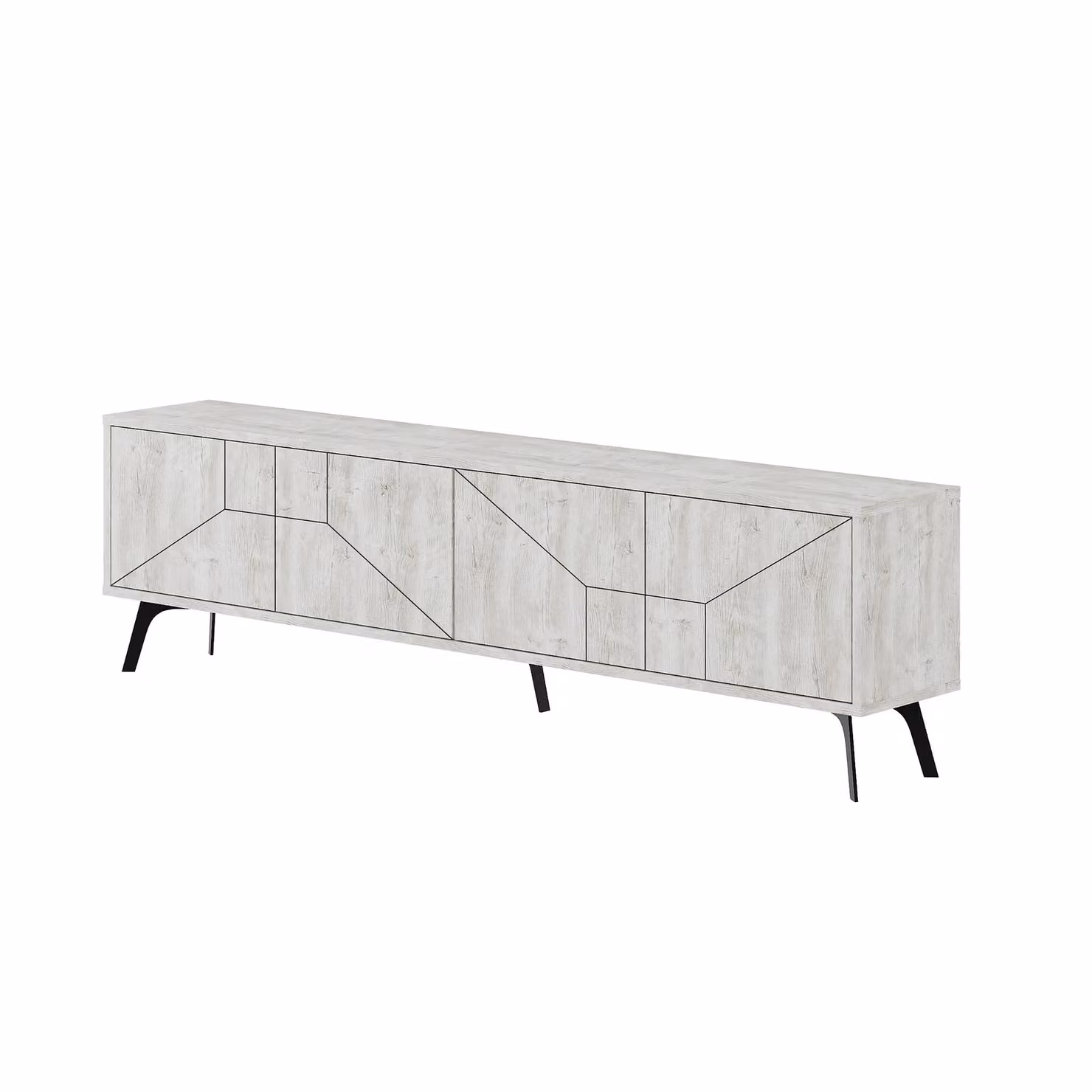 Decortie Dune Modern Geometric TV Unit Multimedia Centre in White, 2 Pack, Width: 180 cm – 2