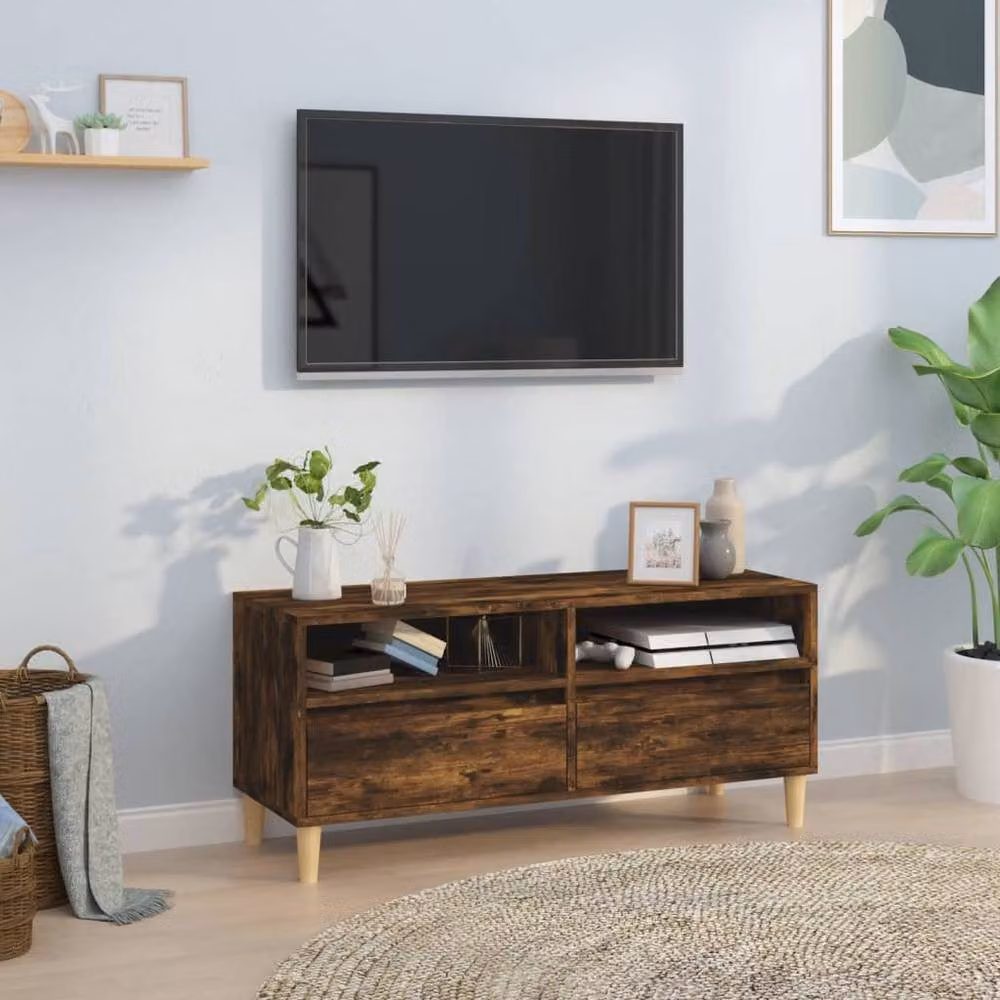Berkfield Home TV Cabinet in Smoked Oak Brown, W/D/H: 100 x 44.5 x 44.5 cm – 2