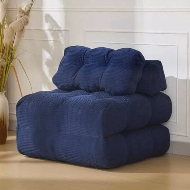 VOGREX Navy Blue Folding Futon Sofa Bed Convertible Sleeper Chair with Pillow – 1