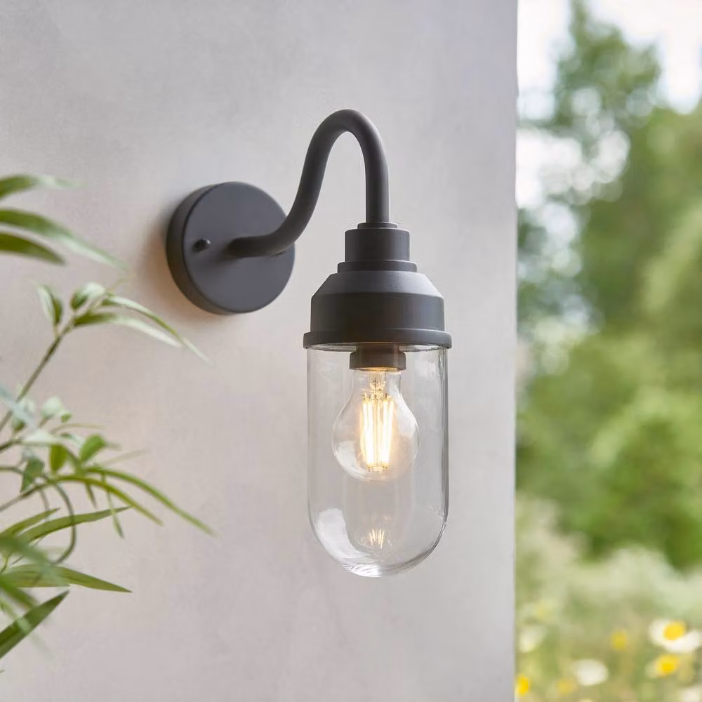 Netlighting Truro Outdoor Wall Lantern in Black with Transparent Glass and E27 Socket – 2