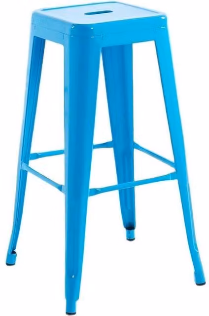 Minster Blue Metal Bar Stool, W/D/H: 41 x 41 x 76 cm