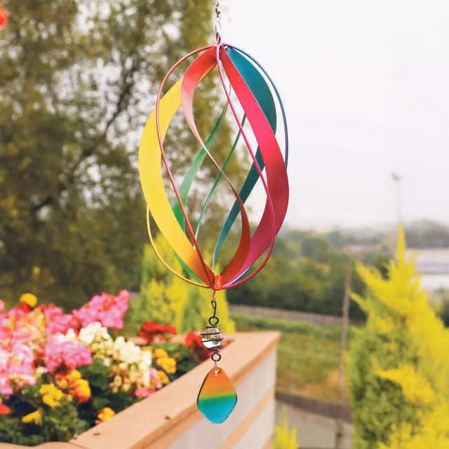 Betley Butterfly Multicolour Geometric Metal and Glass Tree Hanging Wind Spinner