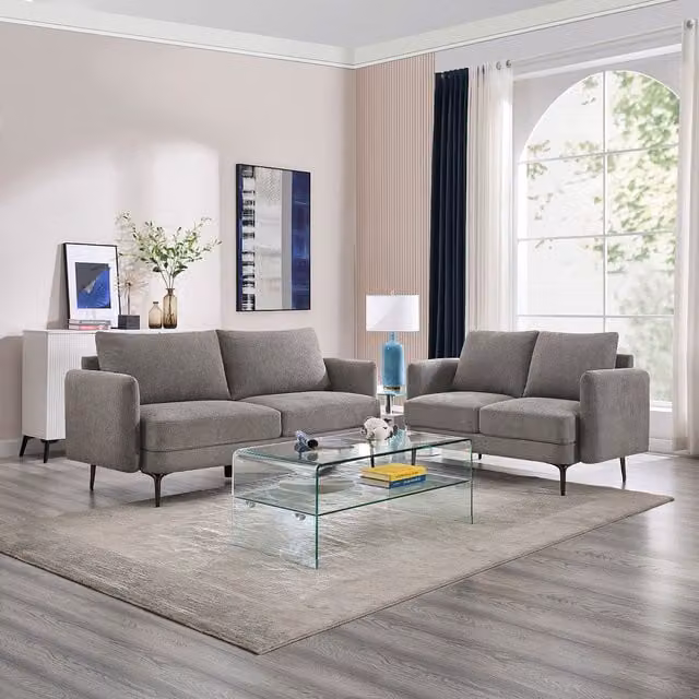 More4Homes Sofia Modern Scandi Style Fabric Sofa Set in Mocha