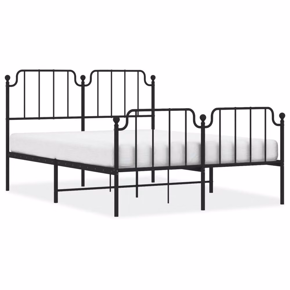 Berkfield Home Metal Bed Frame with Headboard and Footboard in Black, W/D/H: 135 x 190 cm – 2