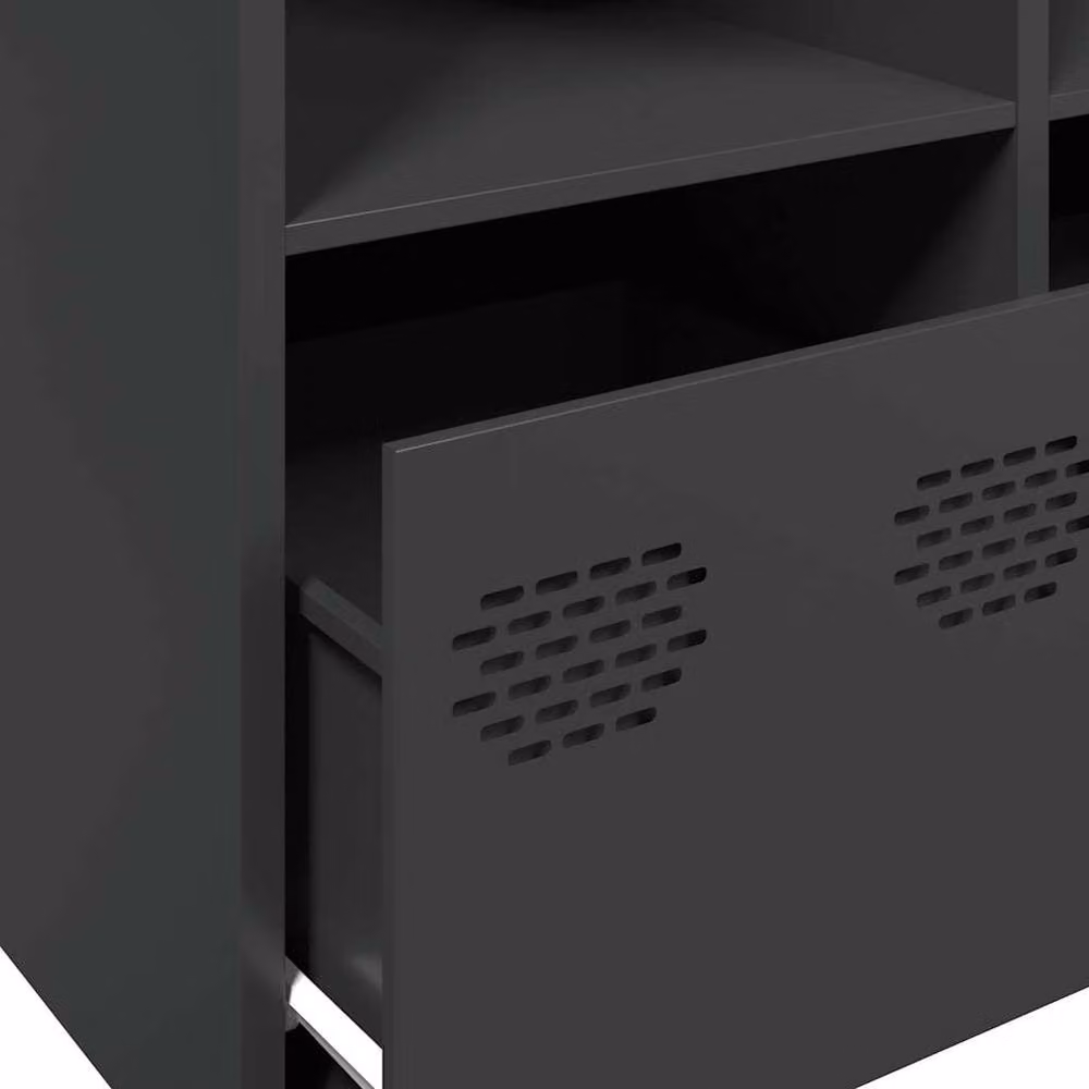 Berkfield Home Industrial Sideboard in Matt Black Cold-rolled Steel, W/D/H: 135 x 39 x 73.5 cm – 5