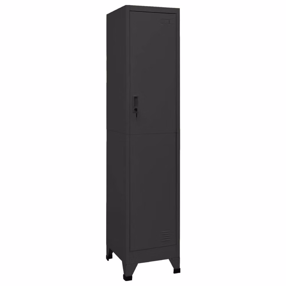 Berkfield Home Anthracite Metal Locker Cabinet with Hinged Doors, W/D/H: 38 x 45 x 180 cm – 2