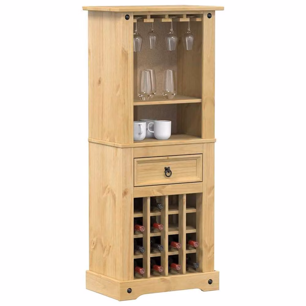 Berkfield Home Corona Wine Rack in Light Tan Solid Pine Wood, W/D/H: 56 x 35 x 120 cm – 2