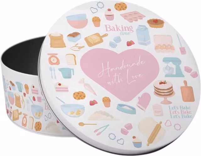 Purely Home Small Handmade Heart Cake Tin in Multicoloured Pink and White