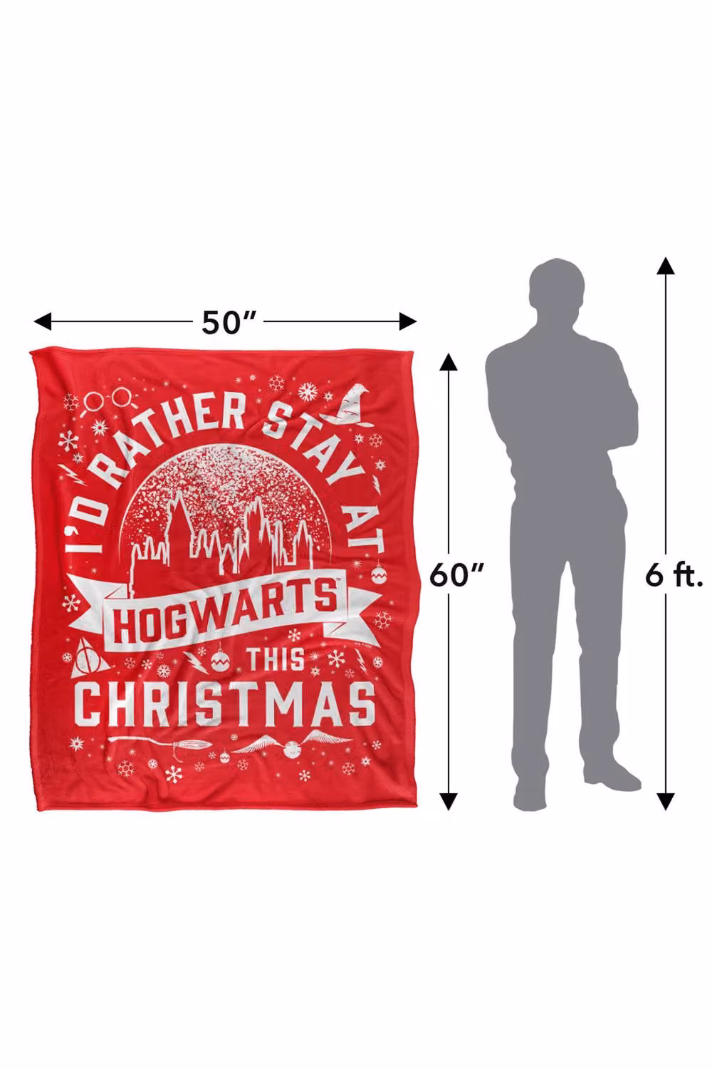 Warner Bros. Harry Potter Hogwarts At Christmas Super Soft Silky Touch Throw Blanket, Extra Large, Multicolour and Red – 3