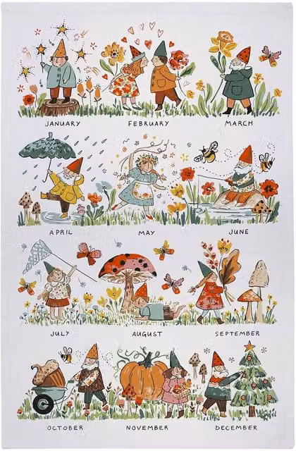 Ulster Weavers Gnome for the Holidays Graphic Print Multicolour 100% Cotton Tea Towel