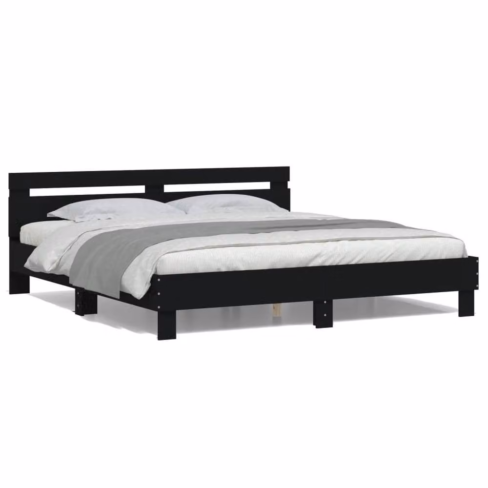 Berkfield Home Durable Bed Frame with Under-Bed LED Lighting in Black, W/D/H: 200 x 200 x 70 cm – 4