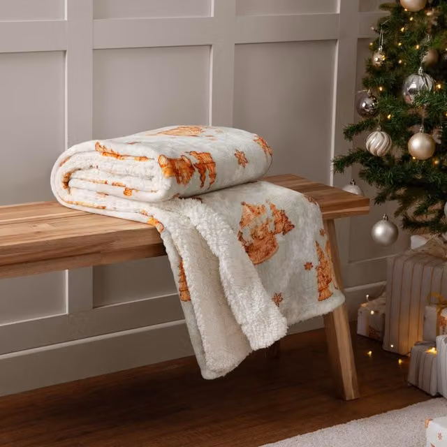 Riva Home Gretel Sherpa Fleece Throw in Beige, W/D/H: 130 x 180 cm – 1