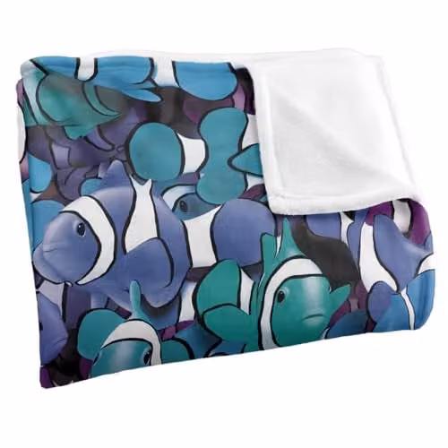 JQ Licensing Royce Mcclure Grape Clown Fish Pattern Super Soft Fleece Throw Blanket, Multicolour, W/D/H: 152 x 127 cm – 2
