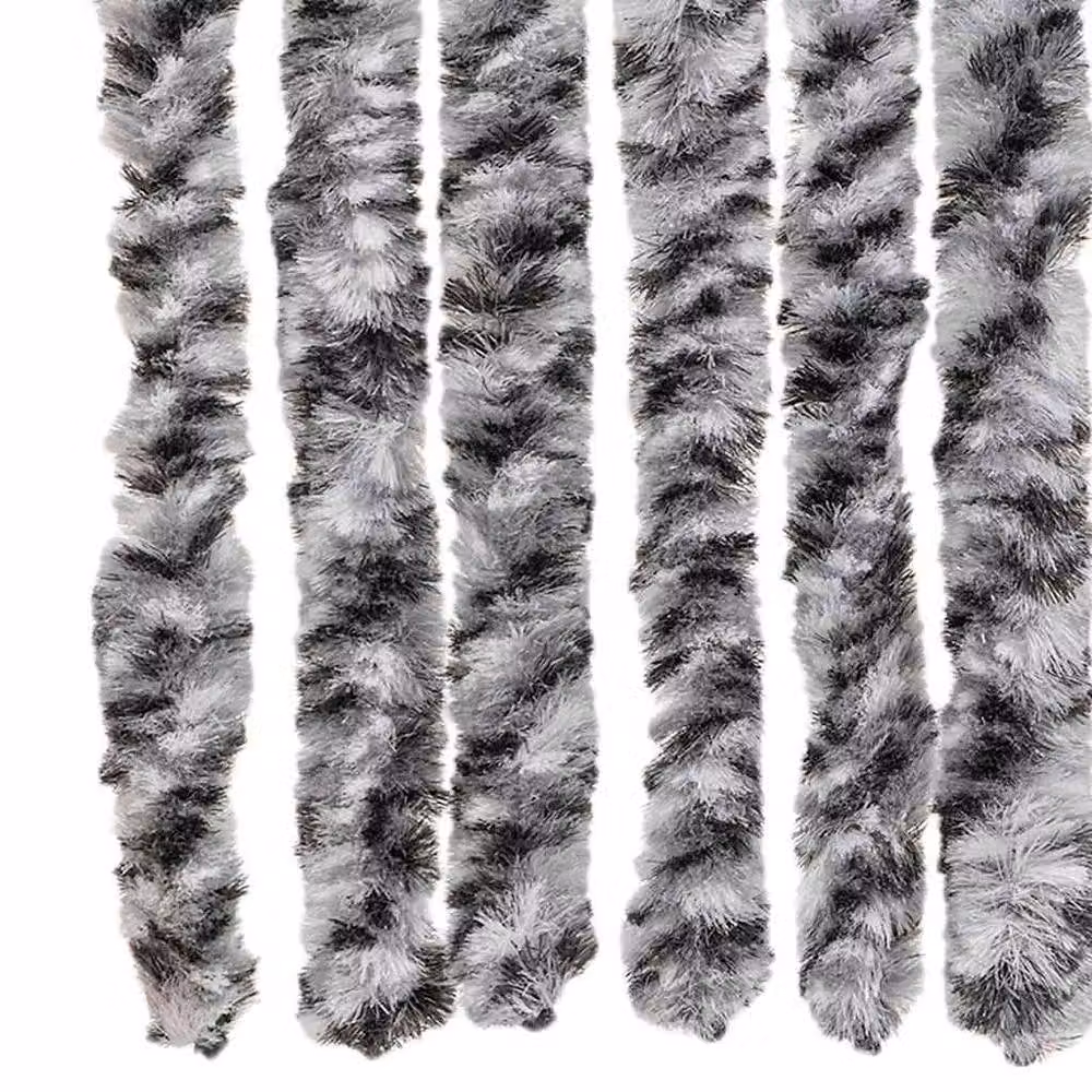 Berkfield Home Soft Fly Curtain in Grey, Black and White Striped Chenille, W: 90 cm, H: 200 cm – 5