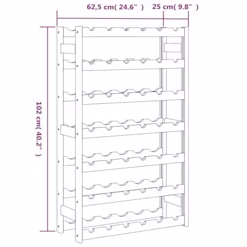 vidaXL Brown Solid Wood Pine Wine Rack for 42 Bottles – 3