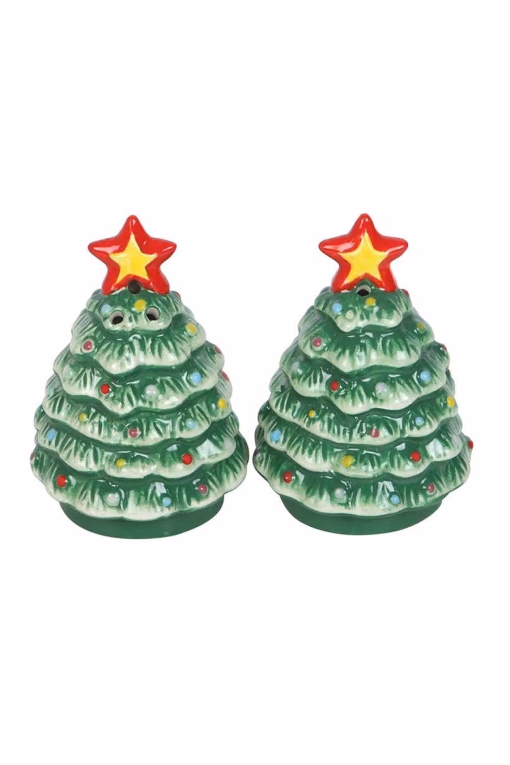 KDMD Nostalgic Christmas Tree Salt and Pepper Shakers, Green Ceramic Festive Table Decor – 2