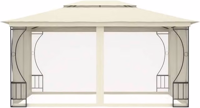 Berkfield Home Gazebo with Nets, Beige, W/D/H: 300 x 400 x 265 cm
