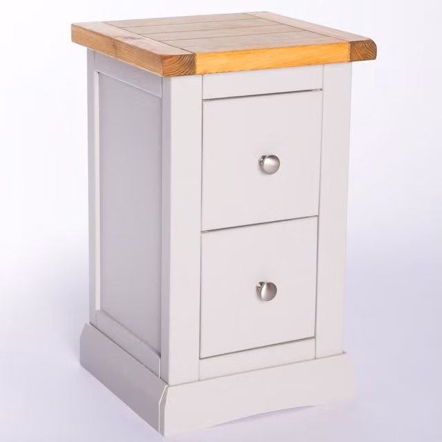 Cabinet Bits Loreo 2 Drawer Petite Bedside Cabinet in Grey Pine Wood