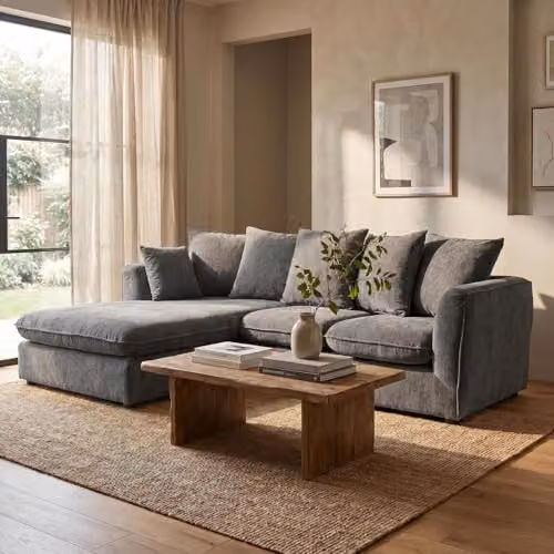 Abakus Direct Lucas Right Facing Corner Sofa in Grey Velvet Chenille – 5
