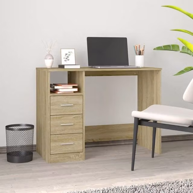 Berkfield Home Computer Desk in Sonoma Oak Brown, W/D/H: 102 x 50 x 76 cm – 1