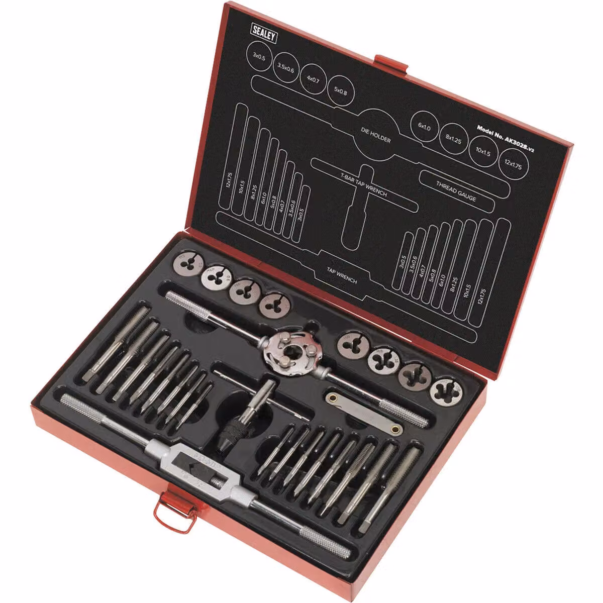 Loops 28pc Metric Tap and Split Die Set in Silver and Multicolour Alloy Steel – 3