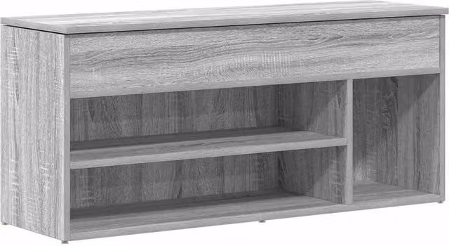 Berkfield Home Grey Sonoma Shoe Bench with Fabric Seat, W: 102 cm, D: 30.5 cm, H: 45 cm – 1
