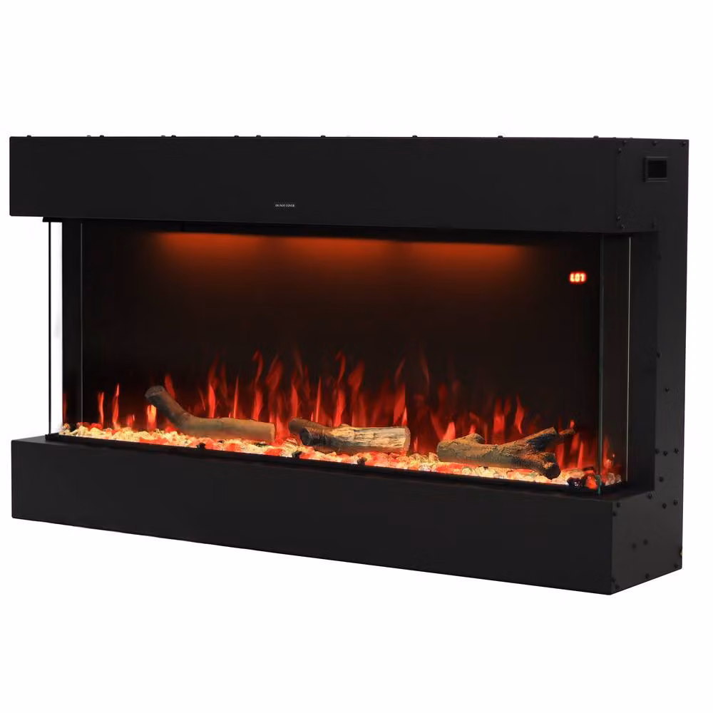 Omni-Burn 3-Side Electric Fireplace in Black with 13 Colours and 5 Brightness Levels, W/D/H: 127 x 25.34 x 68 cm – 2