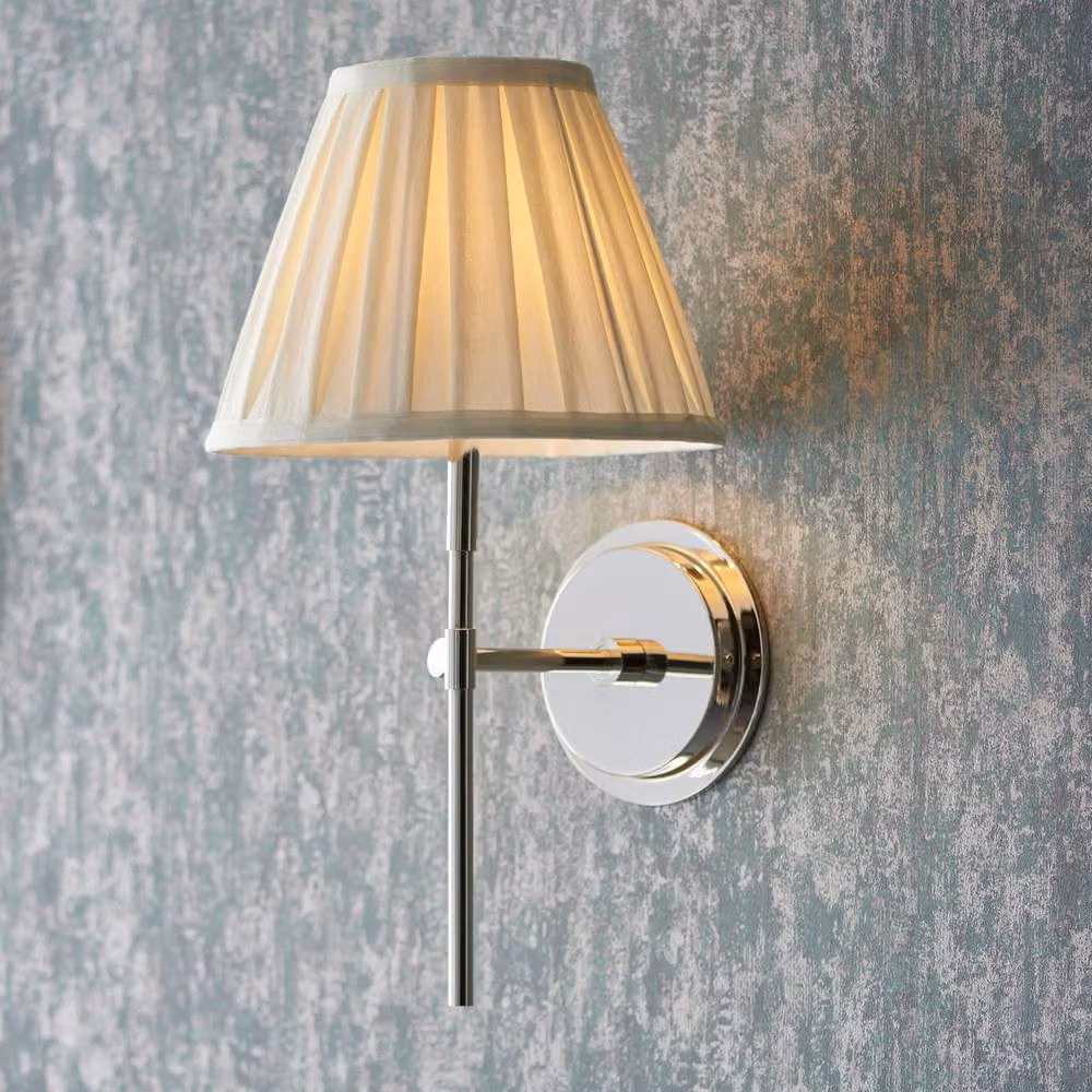 Netlighting Rennes & Carla Modern Wall Lamp with Fabric Shade in Silver and Beige – 2