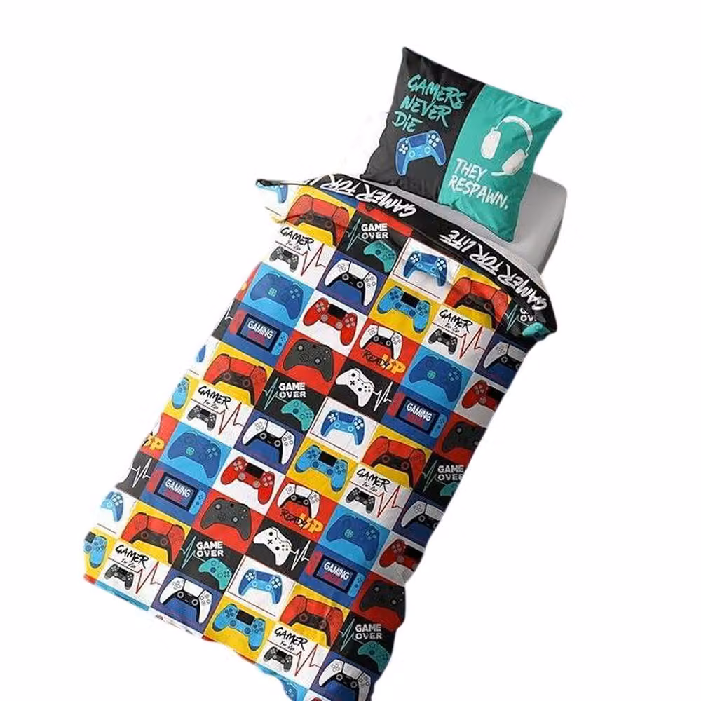 Gamer Levels Reversible Graphic Duvet Set and Pillowcase in Multicolour, Single Size (90 x 200 cm) – 2