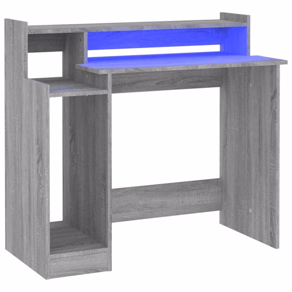 Berkfield Home Computer Desk with LED Lights in Grey Sonoma, W/D/H: 97 x 45 x 90 cm – 2