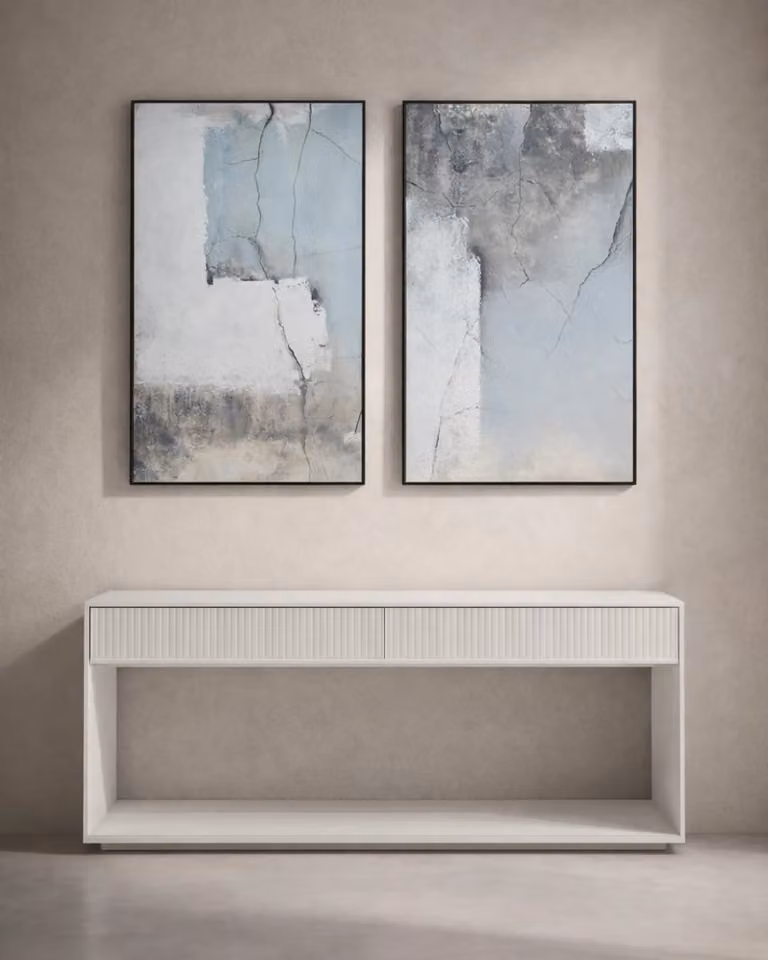 Tommy Franks Haze Abstract Canvas Wall Art Set of 2 in Blue and Grey