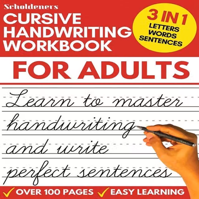 Scholdeners Cursive Handwriting Workbook for Adults to Learn Penmanship