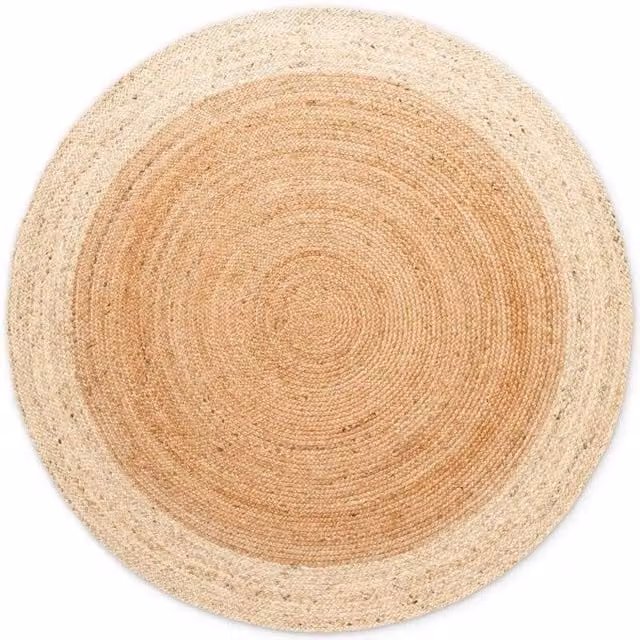 THE RUGS Jutta Reversible Jute Flatweave Round Rug in Beige, Diameter: 240 cm