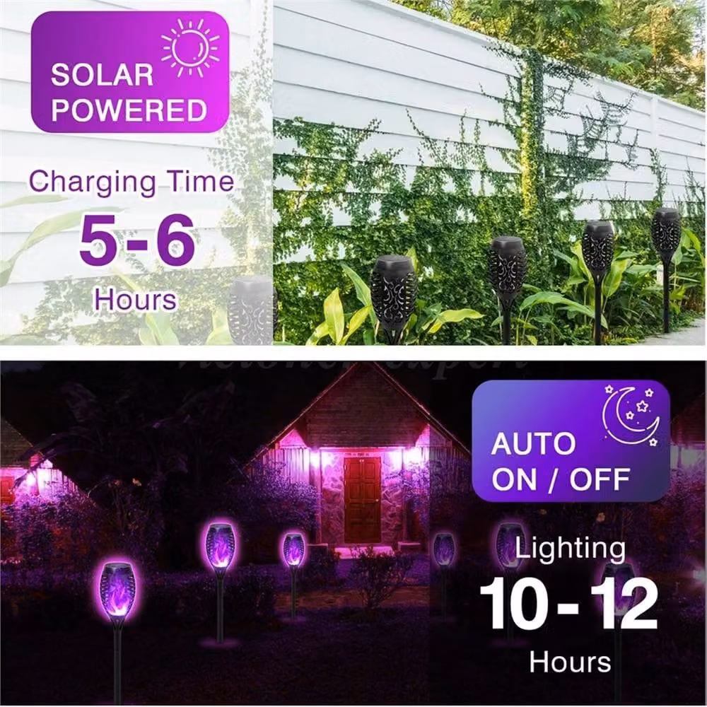 Nordara 8 Pack Multicolour Flame Effect Solar LED Stake Lights in Black – 5