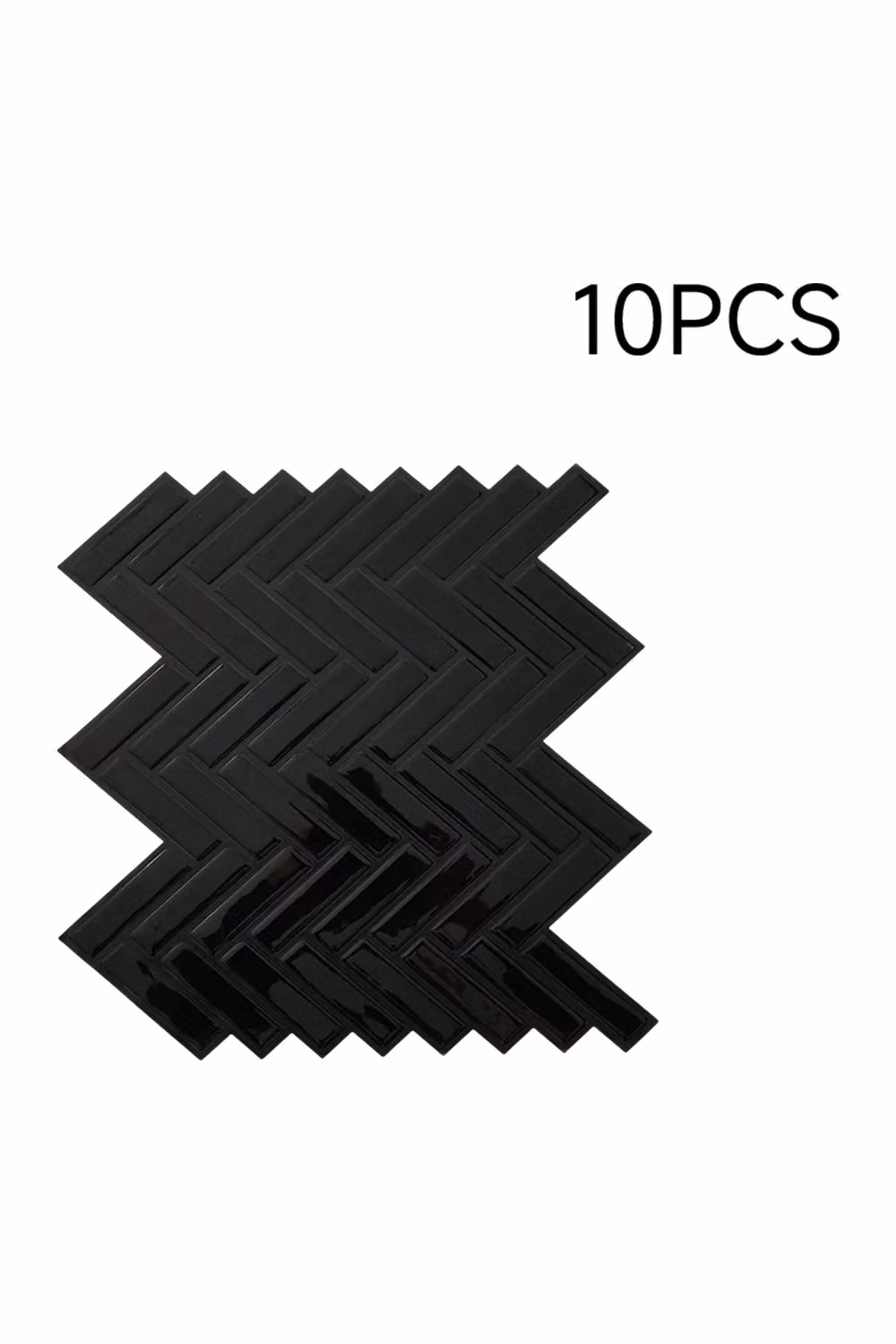 Living and Home 10-Piece Black 3D Herringbone Self-Adhesive Geometric Wall Tile Stickers – 3