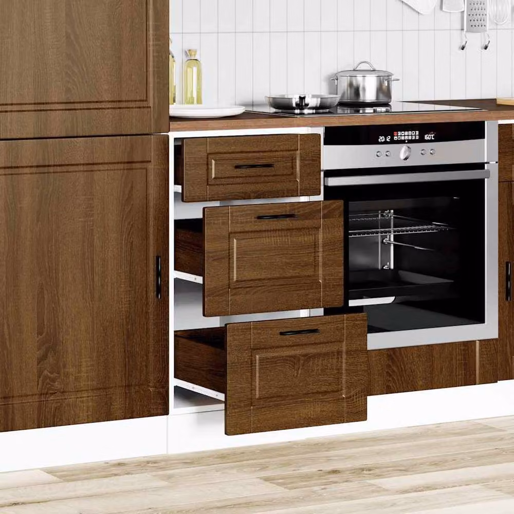 Berkfield Home Classic Kitchen Base Unit in Porto Brown Oak MDF – 2