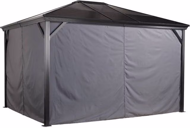 Rowlinsons Grey Polyester Curtains for Sojag Verona Gazebo, W: 300 cm, D: 370 cm, H: 195.99 cm – 1