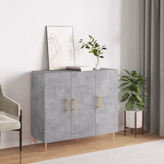 Berkfield Home Modern Sideboard in Concrete Grey, W/D/H: 90 x 34 x 80 cm – 1