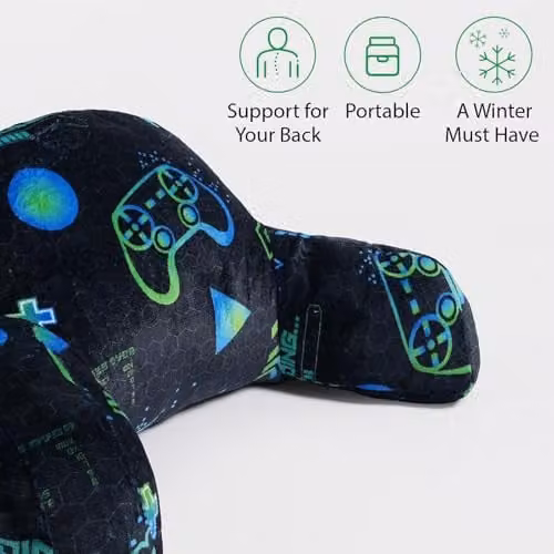 OHS Soft Teddy Fleece Gaming Cuddle Cushion with Arms for Teenagers in Black or Green, W/D/H: 45 x 45 x 30 cm – 5