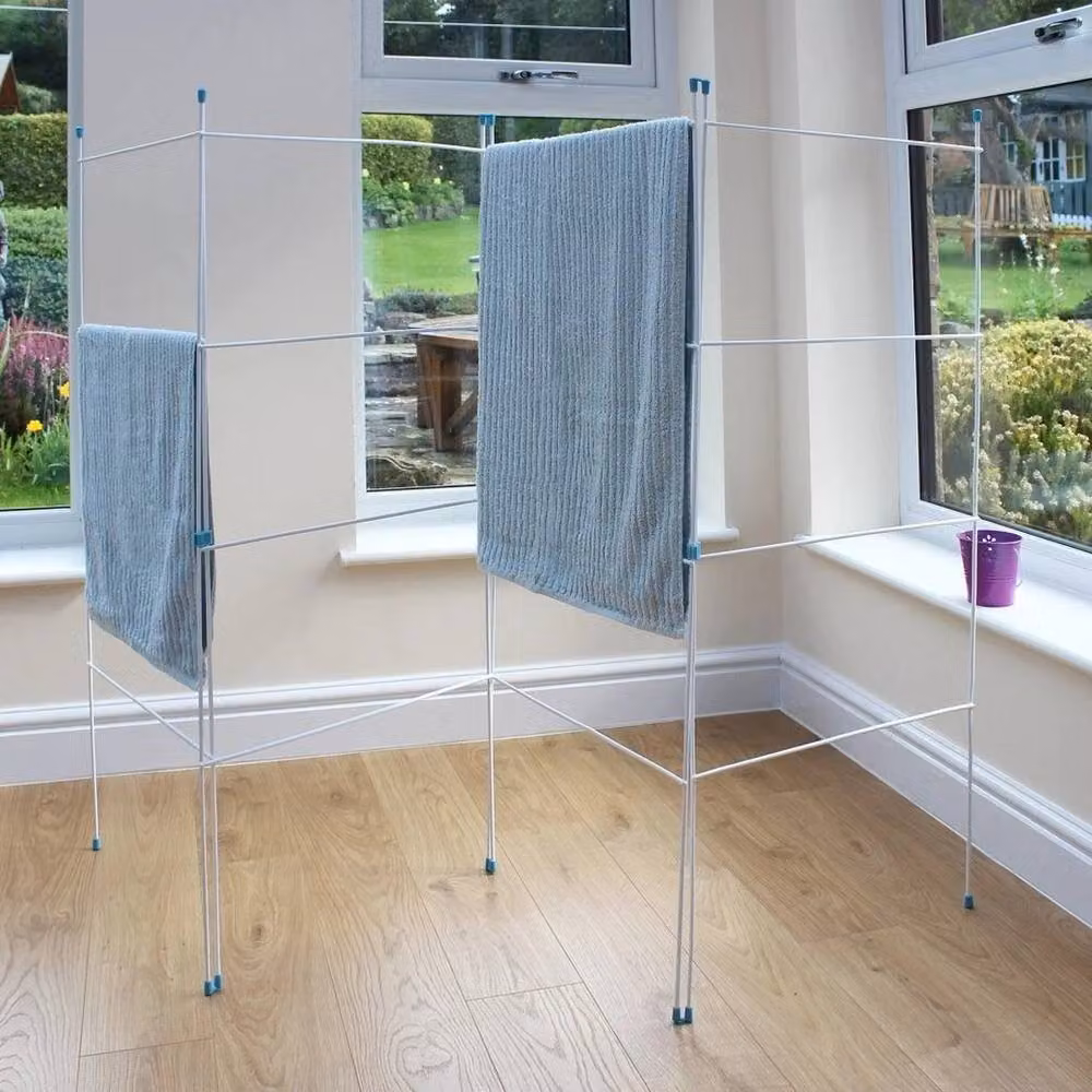 VOGREX Foldable Metal Clothes Drying Airer Rack in White for Indoor and Outdoor Use – 2