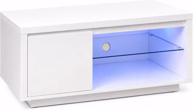 FORGEVIO Modern White Media TV Unit with 1 Door and Media Compartments