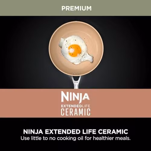 Ninja Extended Life 20cm Ceramic Non-Stick Frying Pan, Terracotta and Grey – 4