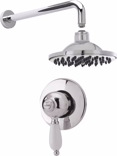 Balterley Traditional Concealed Manual Valve Shower Set in White and Silver