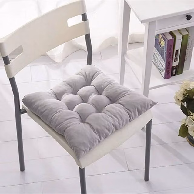 FLAVORA Grey 4-piece Set of Square Chair Seat Cushions in Breathable Polyester