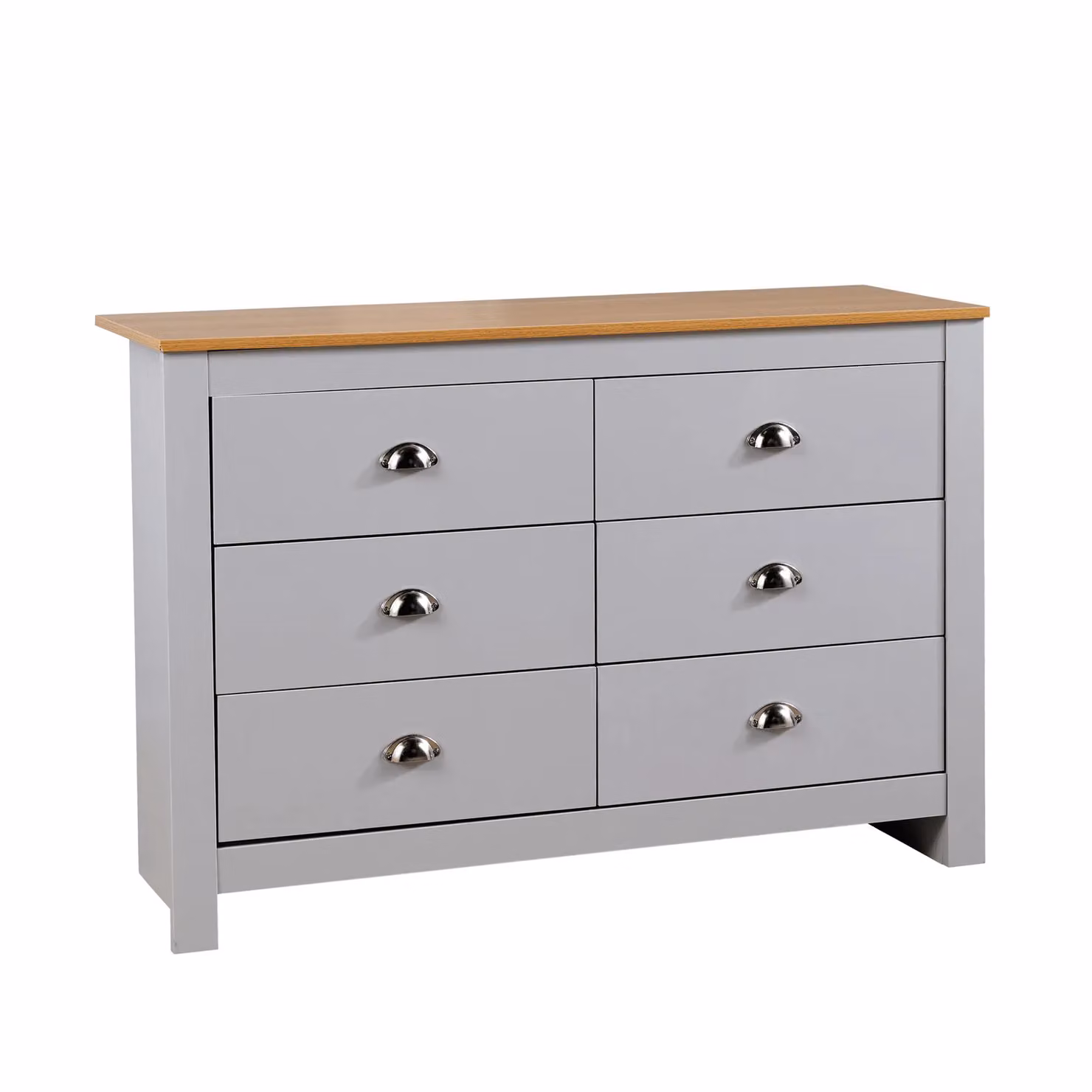 Home Source 6 Drawer Wooden Chest of Drawers with Soft Close Drawers in Grey Oak Finish – 4
